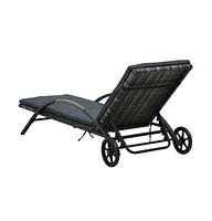 vidaXL Sun Lounger with Cushion & Wheels Poly Rattan Anthracite