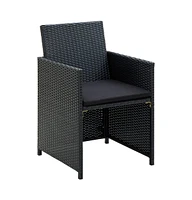 vidaXL 4 Piece Patio Lounge Set with Cushions Poly Rattan Black
