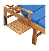 vidaXL Sun Lounger with Cushion Solid Teak Wood