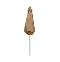 vidaXL Garden Parasol with Led Lights and Aluminum Pole 106.3" Taupe