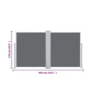 Patio Retractable Double Side Awning 66.9"x236.2" Anthracite