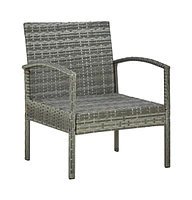 vidaXL 3 Piece Bistro Set with Cushions Poly Rattan Gray