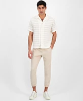 Sun + Stone Men's Andre Knit Tonal Stripe Camp Shirt, Exclusively at Macy's