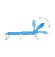vidaXL Folding Sun Lounger with Head Cushion Steel Turqoise Blue