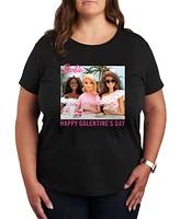 Hybrid Apparel Plus Trendy Barbie Happy Galentine's Day Graphic Crew Neck T-Shirt