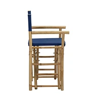 vidaXL Folding Director's Chairs 2 pcs Blue Bamboo and Fabric