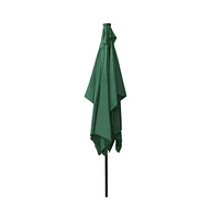 Garden Parasol with LEDs and Steel Pole Green 6.6'x9.8'