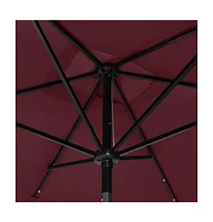 vidaXL Garden Parasol with LEDs and Steel Pole Bordeaux Red 6.6'x9.8'