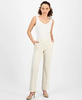 Ak Anne Klein Petite Pull-On Straight-Leg Slash-Pocket Pants