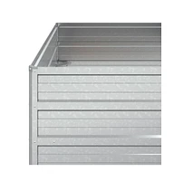 Garden Raised Bed 39.4"x39.4"x17.7" Galvanized Steel Silver