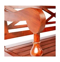 vidaXL Batavia Bench 48.4" Solid Mahogany Wood Dark Brown