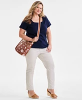 Style & Co Plus Short-Sleeve Square-Neck Tee, Exclusively at Macy's