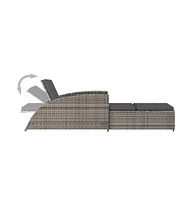 vidaXL Sun Lounger with Dark Gray Cushion Poly Rattan Gray