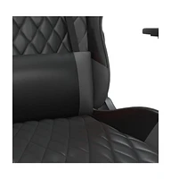 vidaXL Gaming Chair with Footrest Black and Gray Faux Leather