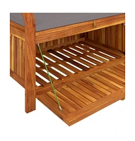Patio Storage Bench with Cushion 35.8" Solid Wood Acacia