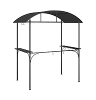 Bbq Gazebo with Side Shelves Anthracite 86.6"x45.3"x90.6" Steel