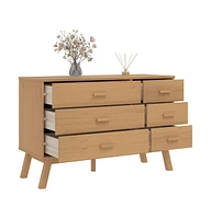 Drawer Cabinet Olden Brown Solid Wood Pine