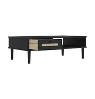 vidaXL Coffee Table Senja Rattan Look Black 39.4"x21.7"x13" Solid Wood