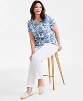 Style & Co Plus Printed Short-Sleeve Henley Tee, Exclusively at Macy's