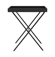vidaXL Folding Tray Table Black 25.6"x15.7"x29.5" Poly Rattan