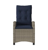 vidaXL Reclining Patio Chairs 2 pcs with Cushions Gray Poly Rattan