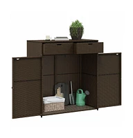 vidaXL Patio Storage Cabinet Brown 41.3"x21.7"x44.5" Poly Rattan