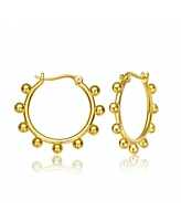 Rachel Glauber 14K Gold Plated Cubic Zirconia Hoop Earrings