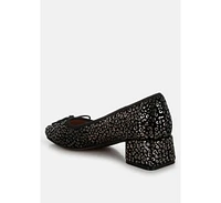 Rag & Co Ningen Leopard Print Block Heel Ballerinas