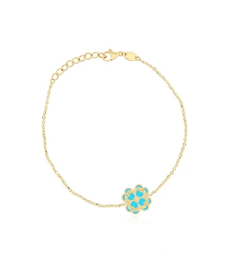 The Lovery Enamel Single Clover Bracelet 14K Gold