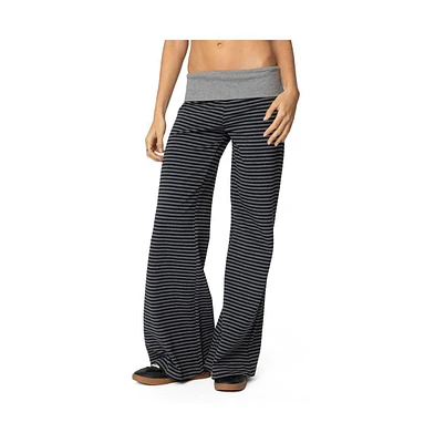 Edikted Womens Meggy Striped Fold Over Pants