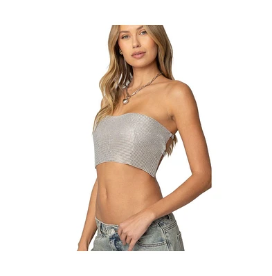 Edikted Womens Chainmail Tube Top