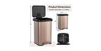 Slickblue 13-Gallon Copper Stainless Steel Step Trash Can with Soft Close Lid