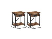 Slickblue Set of 2 - Nightstand End Tables Charging Station with 2 Usb ports