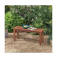 Slickblue Solid Wood Outdoor 2-Seat Backless Garden Bench