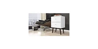 Slickblue Modern Mid-Century Style Nightstand with 2 Drawers for Bedroom Storage