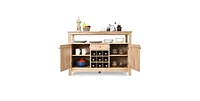 Slickblue Rustic Wood Sideboard Buffet Cabinet with Wine Rack and Ample Storage Shelves