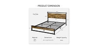 Slickblue Metal Wood Platform Bed Frame with Industrial Headboard