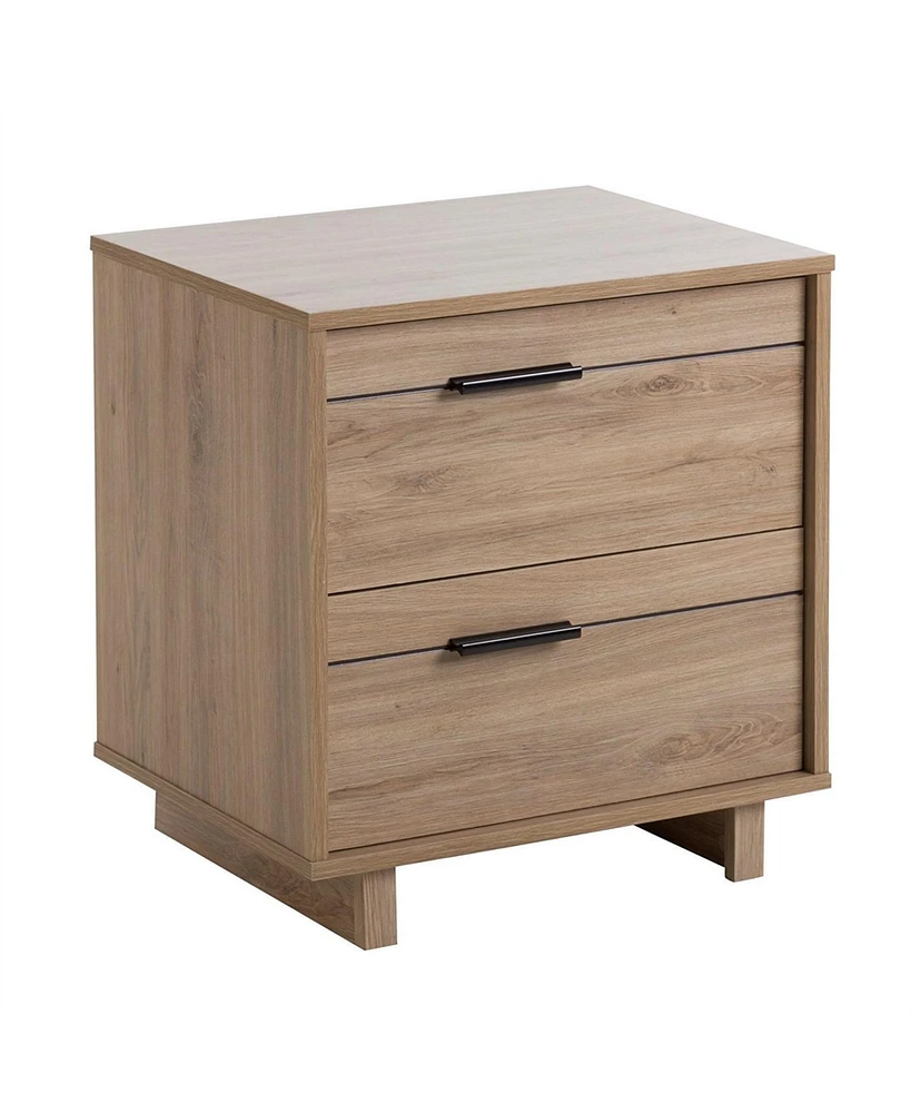 Slickblue Modern 2-Drawer End Table Nightstand with Wood Finish for Bedroom or Living Room