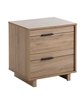 Slickblue Modern 2-Drawer End Table Nightstand with Wood Finish for Bedroom or Living Room