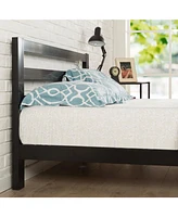 Slickblue Heavy Duty Metal Platform Bed Frame with Headboard and Wood Slats