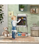 Qaba Double Sided Art Easel for Toddlers with board & Chalkboard