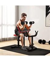 Soozier Preacher Curl Bench, Adjustable Bench for Home Gym,