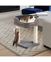 Gymax Cat Tree Multi-Level Cat Tower w/ Scratching Posts & Large Plush Perch