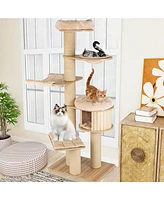 Gymax 75'' Modern Cat Tree Multi-Level Large Cat Tower w/ Hammocks