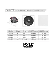 Pyle 10" In-Wall/In-Ceiling High Power Subwoofer with Dual Voice Coil, Flush Mount, White