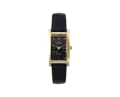 Peugeot Women's 34x20mm Contour Dress Watch Black Leather Strap