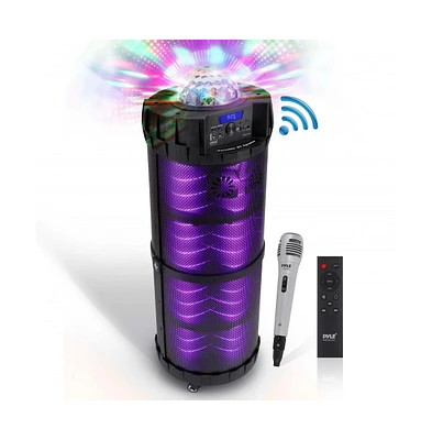 Pyle Portable Bluetooth Speaker & Karaoke System, 800W Output, Led Party Lights, Rechargeable Battery