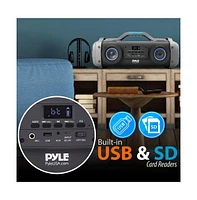 Pyle Portable Bluetooth Speaker with Karaoke, Fm Radio, Rgb Lights, and Rechargeable Battery