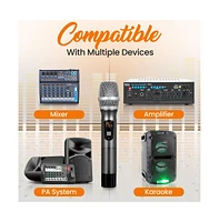 Pyle Uhf Wireless Handheld Microphone System with Receiver, Usb Charging & 32-Channel Frequency