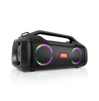 Pyle 2.0 Channel Portable Bluetooth Speaker, IPX5 Splash-Proof, Tws, Rgb Lighting, Rechargeable Battery